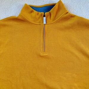 Lands' End XL/T Men’s BEDFORD Quarter Zip Gold Knit Pullover. NWOT